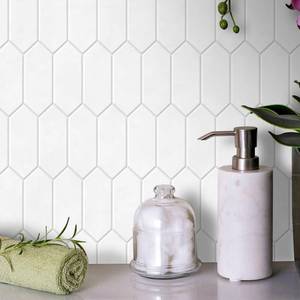 lot 8451 image: INNO STICKERS Contact Paper Peel and Stick Backsplash Wallpaper for Kitchen Bathroom Countertop Removable Vinyl Long Hexagon Geometric Temporary Wallpaper White Decor Wallpaper 17.1x393