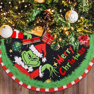 lot 8463 image: Christmas Tree Skirt 48-Inch Green Velvet - Star & Snowflake Design for a Farmhouse-Inspired Festive Celebration