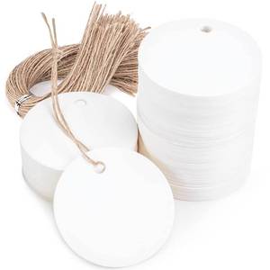 lot 8465 image: SallyFashion 120PCS White Round Gift Tags, Kraft Paper Gift Tags with String Blank Hang Tags for Gifts Wrapping Craft Project Wedding Favors