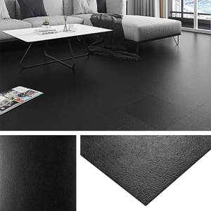 lot 8482 image: Livelynine Solid Black Vinyl Flooring 16-Pack 12x12 Inch Bathroom Peel and Stick Floor Tile Waterproof Kitchen Floor Tiles Rubber Sticky Tiles for Floor Garage Rv Flooring Linoleum Sheet Groutable