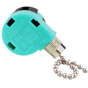 lot 8486 image: Ceiling Fan Switch 3 Speed 4 Wire Zing Ear ZE-268S6 Pull Chain Cord Switch Replacement for Ceiling Fans,Wall Lamps,Cabinet Light (Nickel Pull Chain)