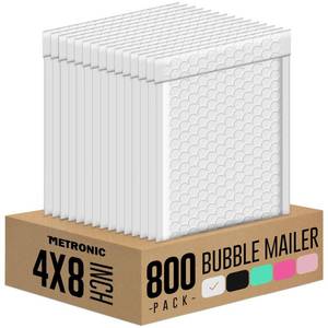 lot 9033 image: METRONIC 4x8 Bubble Mailer 200 Pack Waterproof White Small Bubble Mailers Usable Size 4x7 Self Seal Mailing Envelopes Bubble Padded for Small Business Mailing Jewelry Makeup Cards Envelope Mailers