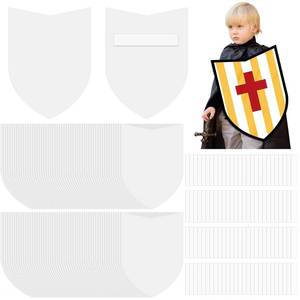 lot 9058 image: ReliThick 36 Pcs Paper Shields for Kids DIY Shields Craft to Decorate Cardboard Shield Shapes Cutouts with Handles for Markers Crayons Paint Party Gift Dramatic Play Castle Activities