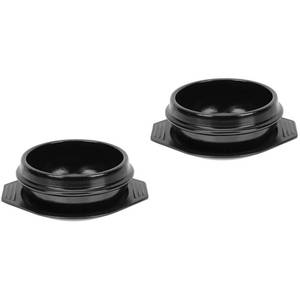 lot 9064 image: Angoily Korean Stone Bowl with Tray, 2Pcs Clay Pot for Cooking Ceramic Stew Pots No Lid, Korean Cookware Vintage Kitchen Supply Simmer Pot for Stove (12.2X12.2X7cm)