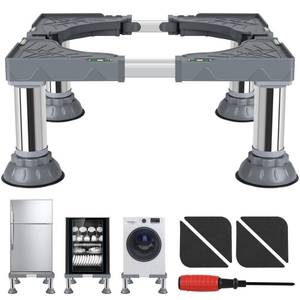 lot 9065 image: ToLanbbt Mini Fridge Stand Adjustable Height 8.3-9.3 Washer and Dryer Stand Base with 4 Strong Feet Washing Machine Stand Universal Stand Base for 16-24 Furniture Portable Appliance Pedestal, Gray