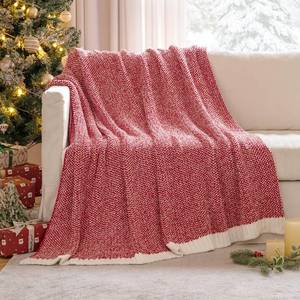 lot 9066 image: MIULEE Christmas Red Super Soft Throw Blanket for Couch, Cozy Fluffy Warm Blankets Lightweight Knit Throw Blankets for Sofa, Bed, Chair, Living Room, Camping, Picnic, 60 x 80 inch