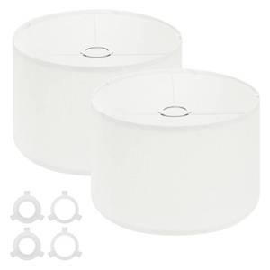 lot 9077 image: PATIKIL Drum Lamp Shades for Table Lamps 12x12x8 Linen Lampshade Set of 2 Easy Assembly Lamp Shade with E27 to E26E14 Adapters for Floor Lamps Bedside Lamps, White (1.65 Spider)