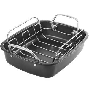 lot 9079 image: KITESSENSU Nonstick Turkey Roasting Pan with Rack 17 x 14 inch - Large Chicken Roaster Pan for Oven - Wider Handles & Heavy Duty Construction - Suitable for 24lb Turkey, Gray