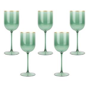 lot 9086 image: PLASTICPRO Green Wine Cup with Gold rim Plastic Wine Glasses Set of 10 Elegant Wine Goblets Hard Plastic Wine Cups on Stem 12 Ounce Christmas Cups