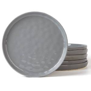 lot 9102 image: famiware Nebula 6 Pieces Dinner Plates, 10.2 inch Plates Set, Scratch Resistant, Stoneware Dinnerware, Kitchen Modern Rustic Dishes, Light Gray