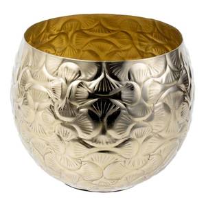 lot 10144 image: MyGift 7 inch Vintage Style Brass Tone Metal Embossed Ginkgo Leaf Design Planter Pot Bowl for Indoor Plants - Handcrafted in India
