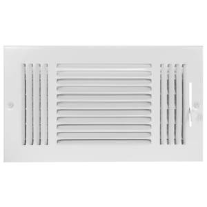 lot 10147 image: EZ-FLO 12 x 6 Inch (Duct Opening) White Air Vent Cover for Wall or Ceiling, Three-Way Ventilation Register, 13-34 Inch x 7-34 Inch (Overall Dimensions), Solid Steel HVAC Cover, 61615