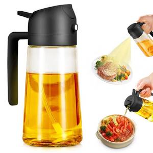 lot 10156 image: Leaflai Oil Spray Bottle, 2 in 1 Oil Spray and Oil Container, 470ml 16oz Olive Oil Spray Bottle,Cooking Oil Spray Glass for Used for Air Fryer, Baking, Grilling(BLACK)