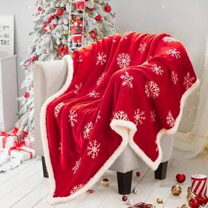 lot 10161 image: Touchat Red Sherpa Christmas Throw Blanket, Fuzzy Fluffy Soft Cozy Blanket, Fleece Flannel Plush Microfiber Blanket for Couch Bed Sofa 60 X 80,Snowflake