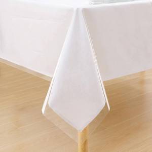 lot 10163 image: Smiry Rectangle Table Cloth 60x84 Inch, Waterproof Wipeable Vinyl Tablecloths Protector, Oil Spill Proof Plastic Table Cover for Dining, Picnic, Camping, Outdoor, Clear
