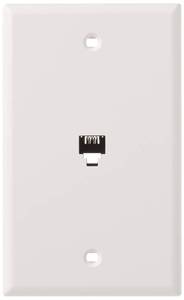 lot 10164 image: Leviton 40249-W Standard Telephone Wall Jack, 6P4C, Screw Terminals, White