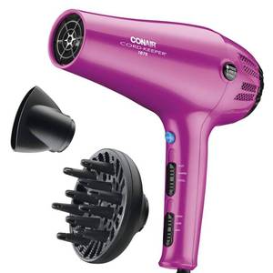 lot 10166 image: Conair Hair Dryer with Retractable Cord, 1875W Cord-Keeper Blow Dryer,Pink