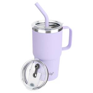 lot 10171 image: Sursip 24 oz Insulated Cup with Handle, Double Wall Vacuum Stainless Steel Tumbler with Straw and 2 Lids, For ColdHot Drinks, Coffee Travel Mug for CarHomeOfficePartyCamping (Lilac-1 Pack)