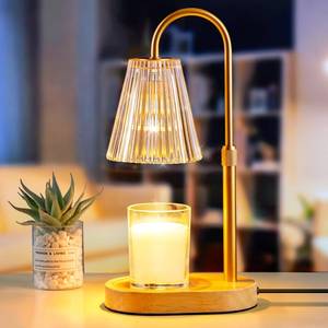 lot 10172 image: Candle Warmer Lamp with Timer Electric Candles Wax Warmers Glass Lamps for Jar Candles Burner Adjustable Height and Dimmable Light Modern No Flame Scented Candle Warming Lantern