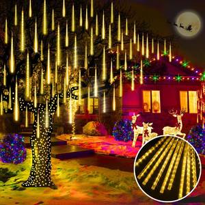 lot 10179 image: KNONEW Meteor Shower Lights 15 inch 24 Tubes 672 LED Christmas String Lights Plug in Outdoor Waterproof Falling Rain Lights for Wedding Party Garden Holiday Tree Decorations (Warm White)
