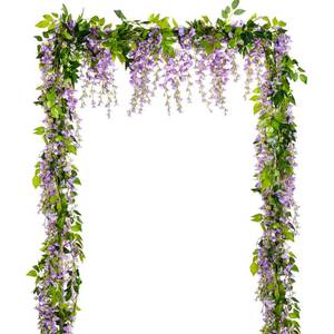 lot 10191 image: Lvydec Wisteria Artificial Flowers Garland, 4 Pcs Total 28.8ft Artificial Wisteria Vine Silk Hanging Flower for Home Garden Outdoor Ceremony Wedding Arch Floral Decor (Light Purple)