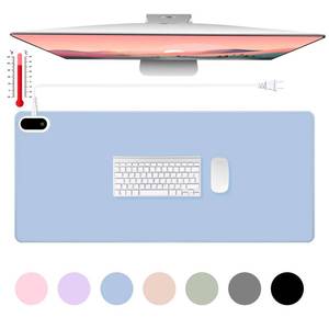 lot 10195 image: Konohan Heated Large Desk Mat PU Leather Warm Mouse Pad with 5 Heating Level & 4 Hour Auto Shut-Off Heating Keyboard Pad 31.5 x 13 Gaming Mouse Pad Hand Warmer Pad for Office Home(Gray-Green Color)