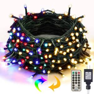 lot 10199 image: Twinkle Star Christmas String Lights, 66ft 200 LED Color Changing Tree Light Plug in 11 Modes Functions Warm White & Multicolor with Remote Timer, Connectable for Outdoor Indoor Xmas Party Decorations