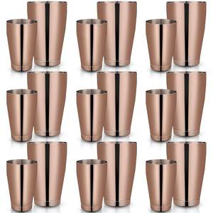 lot 10205 image: Lallisa 10 Pieces Cocktail Shakers Professional Bar Shaker Boston Shaker Set Stainless Steel Martini Shaker Drink Mixer Basic Tools Weighted Shake Metal Can for Bartenders, 18 Oz, 28 oz (Copper)