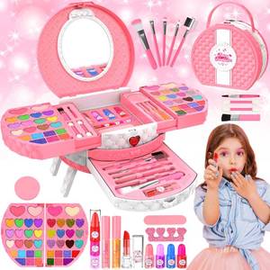 lot 10212 image: Kids Makeup Kit for Girl, 66 Pcs Washable Makeup Set for Little Girls, Real Cosmetic Set Pretend Play Makeup Toy Beauty Set Christmas & Birthday Gift Age 3 4 5 6 7 8 9 Year Old Kids Toddler Toys