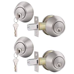 lot 10213 image: Gobrico Keyed Alike Double Cylinder Deadbolts Door Locks Satin Nickel Keyd Both Sides Door Locksets for Exterior Interior Door 2 Pack