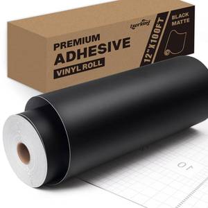 lot 10214 image: Lzerking Permanent Vinyl - Black 12��x100FT Matte Adhesive Vinyl Roll for Cricut, Silhouette, Cameo, Craft Die Cutters, Scrapbooking