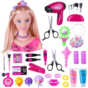 lot 10228 image: KonHaovF Doll Head for Hair Styling and Make Up for Little Girls, Small Styling Head Doll with Hair Accessories for Girls Makeup Practice, Girls Toys