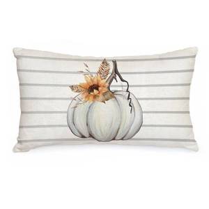 lot 10232 image: AACORS Fall Throw Lumbar Pillow Cover 12x20 Decorative Pumpkin Decorations Thanksgiving Farmhouse Autumn Home Decor Stripes Cushion Case for Sofa Couch