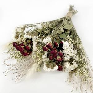 lot 5272 image: LBREVOGA Dried Flower Bouquets, Rose, Goldenrod, Reed Natural Flower Arrangement for Home Decor, Wedding, Party, Office (Rose, 2 Bouquets)