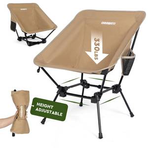 lot 5274 image: Oragati Lightweight Camping Chair, 2-Way Backpacking Chair High or Low Profile, Portable Folding Camp Chairs Compact Design for Outdoor, Beach, Hiking, Picnic, Black