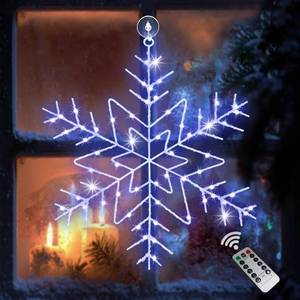 lot 5276 image: Christmas Snowflake Window Lights Decorations, 14 63 LED 8 Lighting Modes Cool White Snowflake Light with Remote Control Timer, USB Powered Christmas Silhouette Window Lights for Home Xmas Decor