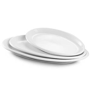 lot 5277 image: DOWAN Large Serving Platter, 161412 Oval Platters Oven Safe, White Serving Plates for Wedding Decor, Ceramic Serving Dish for Entertaining Food, Set of 3