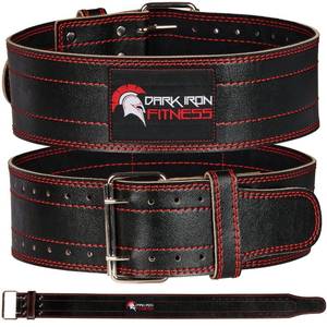 lot 6011 image: Dark Iron Fitness Black Weight Lifting Belt - X-Large - Men & Women - All Leather Gym Belts - Weightlifting, Powerlifting, Strength Training, Squat, Deadlift Workout Up to 600 Lbs