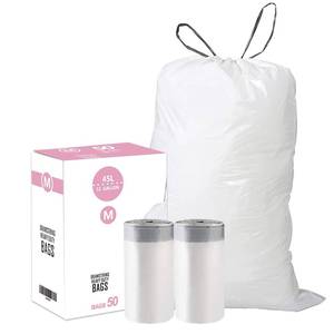 lot 6015 image: Code M (50 Count) 12 Gallon Heavy Duty Drawstring Plastic Trash Bags Compatible with simplehuman Code M  1.2 Mil  White Drawstring Garbage Liners 12 Gallon45 Liter