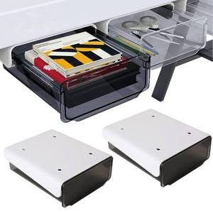 lot 6017 image: Self-adhesive Under Desk Drawer, 2 Packs Table Hidden Organizer Slide Out Large Storage Desktop Pencil Tray for Office Home School Kitchen (Black)