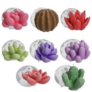 lot 6027 image: 8 Pack Succulent Mold Succulent Candle Mold Succulent Resin Mold Handmade Succulent Silicone Mold Flower Silicone Mold for Candle Cactus Mold Peony Mold Candle Making Mold 3D Animal Mold Clay Mold