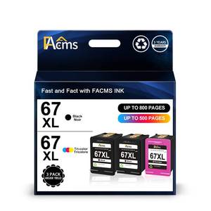 lot 6032 image: 67XL Ink Cartridges Black and Color Combo Pack Replacement for HP 67XL 67XXL Remanufactured for DeskJet 4155 2755e 2755 4052 Envy 6055e 6055 6052 6075 Envy Pro 6455e 6455(2Black 1Color,3 Pack)