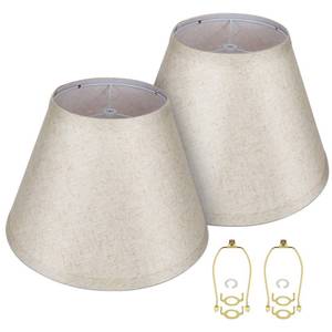 lot 6041 image: ALUCSET Lamp Shades Set of 2, Medium Brown Lampshade 7x13x9 inch, Barrel Lamphades for Table Floor Lamp, Easy Assembly Required Fabric Natural Linen Lamp Cover, Double Lamp Shade Harp Holder Included