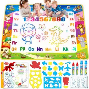lot 6042 image: Water Doodle Mat Toys for Ages 2-4, 40 X 30 Inch Large Water Painting Doodle Drawing Mat, Toddler Toys for Age 3 4 5 6 7 Year Old Girls Boys Birthday Gift, Mess Free Coloring Painting Learning Toys