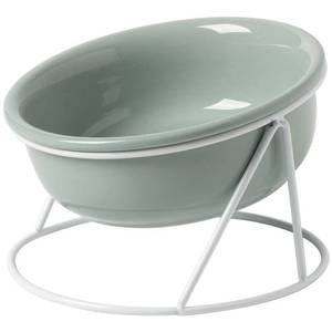 lot 6050 image: Ceramic Cat Food Bowl, Slanted Elevated Cat Bowl Prevent Backflow, Tilted Raised Cat Dog Bowls, Pet Supplies for Cat Dog(600ML,Light Green)