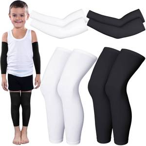 lot 6052 image: 4 Pairs Kids Arm Sleeves for Basketball Kids Long Compression Leg Sleeves and Arm Sleeves Youth Basketball Leg Sleeves(Black and White,Large)