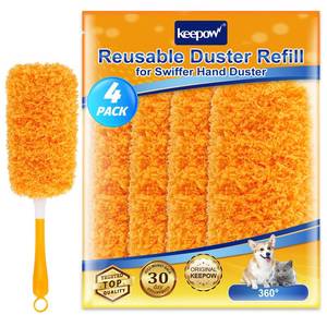 lot 6054 image: KEEPOW Reusable Microfiber Duster Refill Compatible with Swiffer Hand Duster, Heavy Duty Duster Refills, 360 Degree Dusters Refills for Cleaning, Ceiling Fan, 4 Pack (Handle is Not Included)