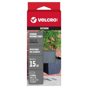 lot 6055 image: VELCRO Brand Industrial Fasteners Extreme Outdoor Weather Conditions Professional Grade Heavy Duty Strength Holds up to 15 lbs on Rough Surfaces, 4in x 1in (5pk), Strips, Gray