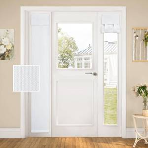 lot 6063 image: HOMEIDEAS Linen Sidelight Curtains for Front Door, Side Door Window Curtains, Front Door Curtains for Small Window, Thermal Insulated Door Window Covering, 1 Panel, W12 X L68, Pure White
