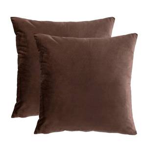 lot 6104 image: RainRoad Velvet Decorative Throw Pillow Covers Cushion Cover Pillow Case for Sofa Couch Bed Chair,Soft Square Brown Throw Pillows 18x18 Inch,Set of 2